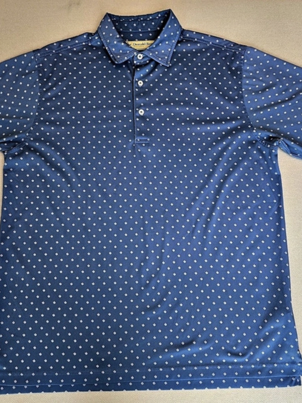 Donald Ross Sportswear Men's Medium Golf Polo Shirt Blue with Pink Floral Preppy